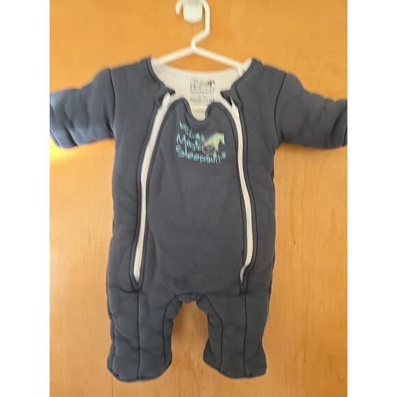 BABY MERLIN'S MAGIC SLEEPSUIT Dark Blue Swaddle Wrap Sleeper Small 3-6M - Picture 1 of 5